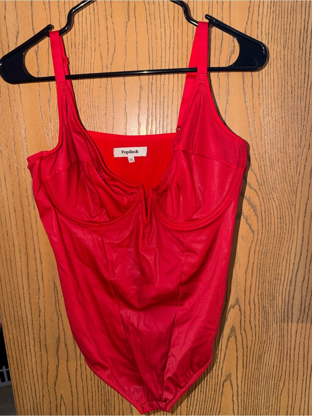 Poplush Red Bustier-Style Sleeveless Bodysuit